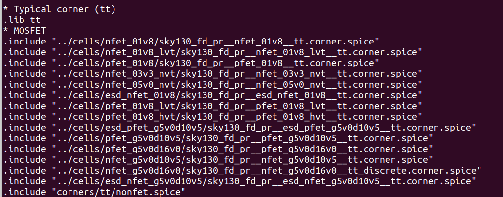 corners included in spice file
